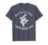 Sorry I'm Late, I Didn't Want to Come White Rabbit Watch T-Shirt in Heather Blue