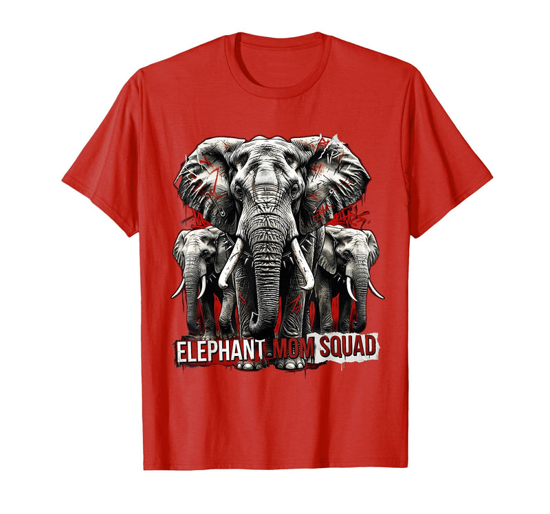 Mademark Elephant Mom Squad Cute Wildlife Design T-Shirt - Men - Red
