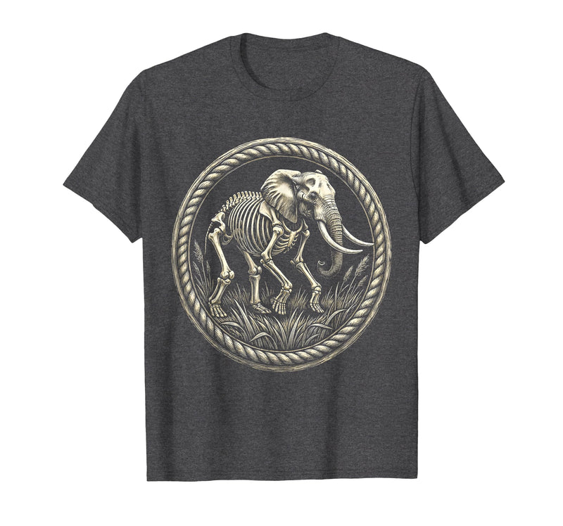 Mademark Elephant Skeleton Mid-Stride Through Tall Grass T-Shirt - Men - Dark Heather Grey