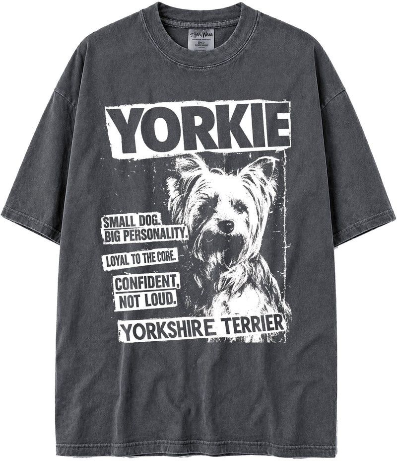 BABATEES U.S.A. MAX-Heavyweight Punk Rock Animals Shaka Wear Oversized 7.5oz Cotton Tshirt - Yorkie