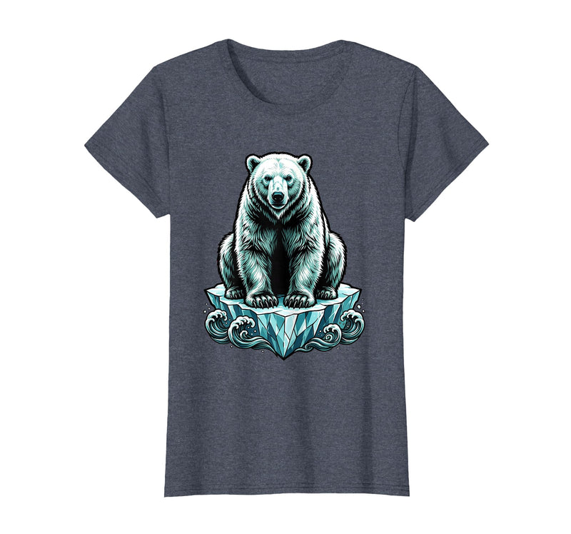 Mademark Polar Bear Lone Ice Floe Arctic Drift Illustration T-Shirt - Heather Blue