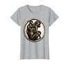 Mademark Baby Monkey Clinging to Mother's Back Design T-Shirt - Women - Heather Grey