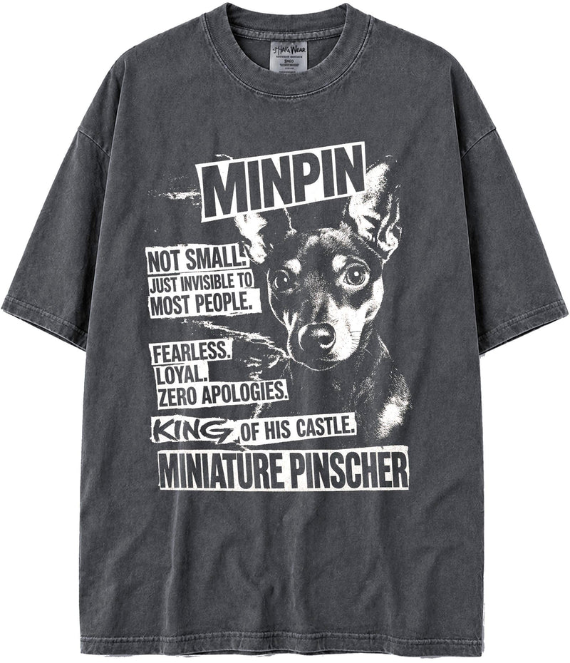 BABATEES U.S.A. MAX-Heavyweight Punk Rock Animals Shaka Wear Oversized 7.5oz Cotton Tshirt - Miniature Pinscher