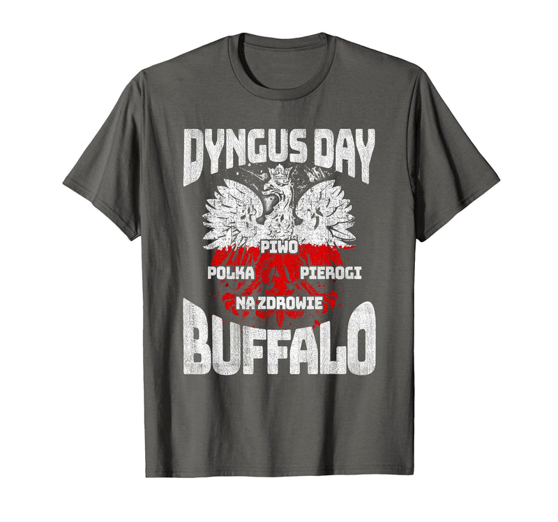 Polish Heritage Gifts Dyngus Day Buffalo New York Piwo Polka Pierogi Na Zdrowie T-Shirt - Asphalt Grey