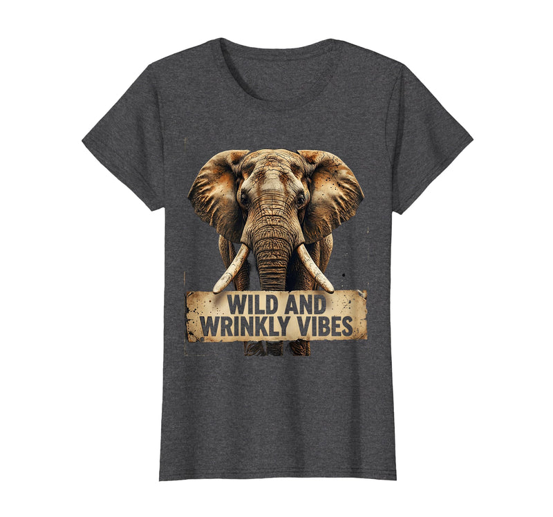 Mademark Wild and Wrinkly Vibes Elephant Graphic Design T-Shirt - Women - Dark Heather Grey