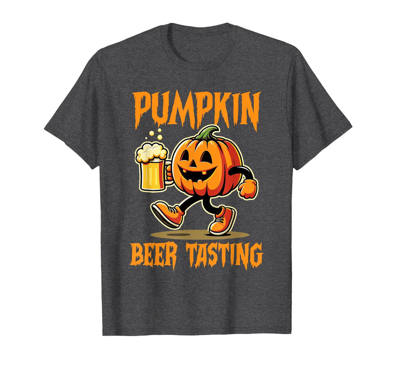 Beer Halloween Costume Pumpkin Beer Tasting Funny Halloween Beer Lover Drinking T-Shirt - Dark Heather Grey