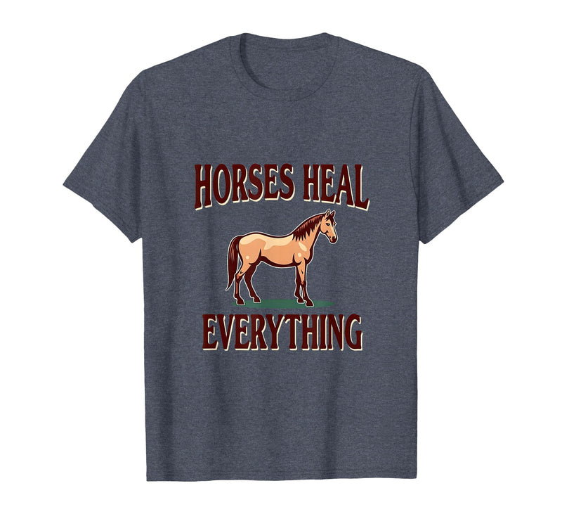 Mademark Horses Heal Everything Equestrian Women Design T-Shirt - Men - Heather Blue