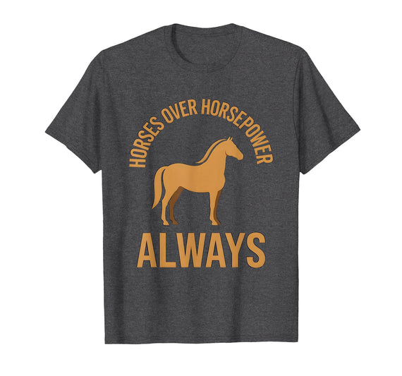Mademark Horses Over Horsepower Always Equestrian Design T-Shirt - Men - Dark Heather Grey