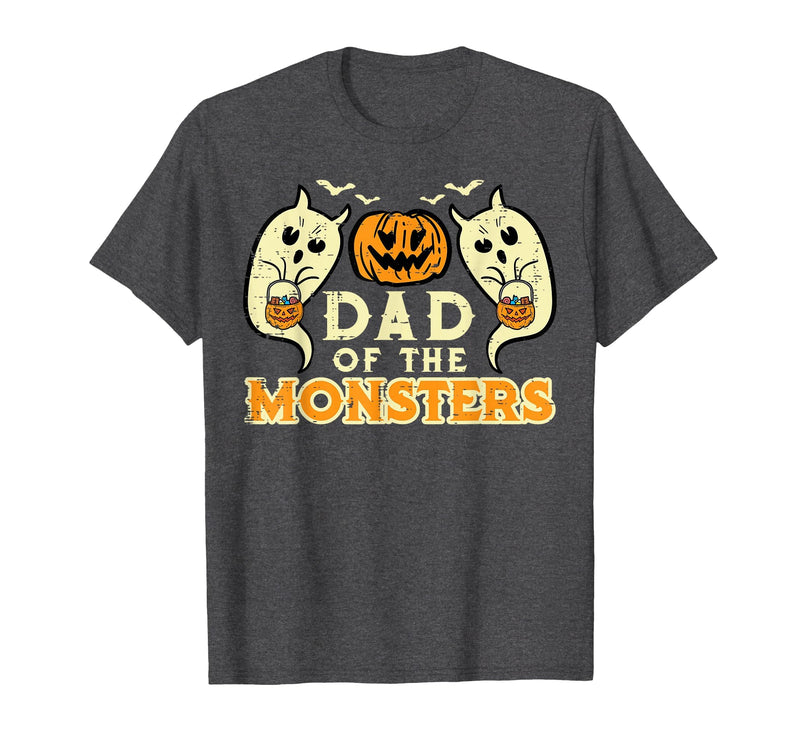 Mens Halloween Shirts For Dad Daddy Papa Men Halloween Dad of Monsters Funny Family Costume Papa Daddy T-Shirt - Dark