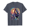 Cosmic Animal Mandala Sacred Geometry Collective Sacred Geometry Lion Mandala T-Shirt - Heather Blue
