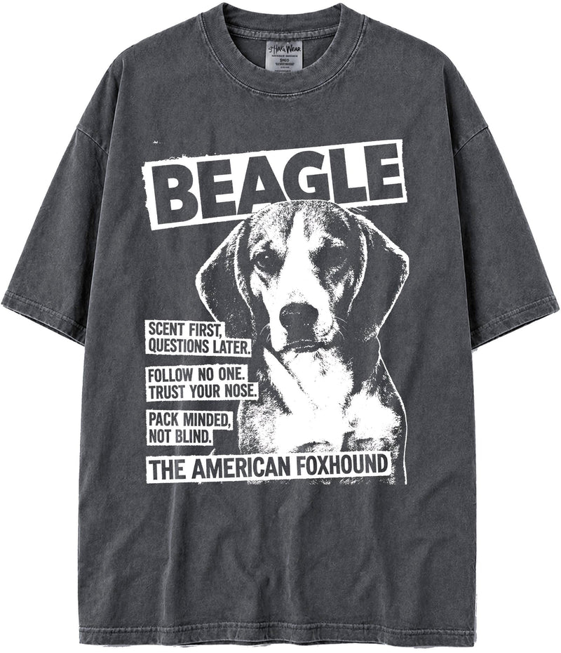 BABATEES U.S.A. MAX-Heavyweight Punk Rock Animals Shaka Wear Oversized 7.5oz Cotton Tshirt - Beagle