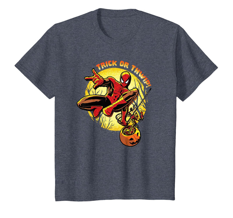 Marvel Super Heroes Spider-Man Trick or Thwip! Halloween T-Shirt - Heather Blue