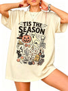 SGYHO Oversized Halloween Shirts for Women Spooky Season Pumpkin Ghost Fall Casual Tee - Beige-season