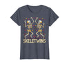 Spirit Week Twin Day Skeletwins Halloween Twins Dancing Skeletons Twins Halloween Matching Skeletwins T-Shirt - Heather Blue
