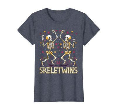 Spirit Week Twin Day Skeletwins Halloween Twins Dancing Skeletons Twins Halloween Matching Skeletwins T-Shirt