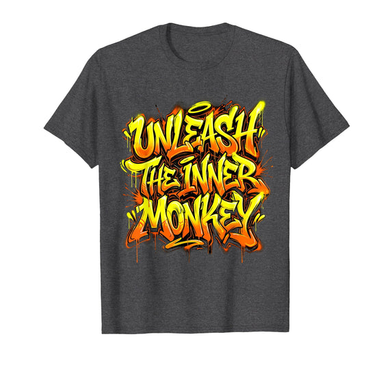 Mademark Unleash the Inner Monkey Fun Primate Design T-Shirt - Men - Dark Heather Grey