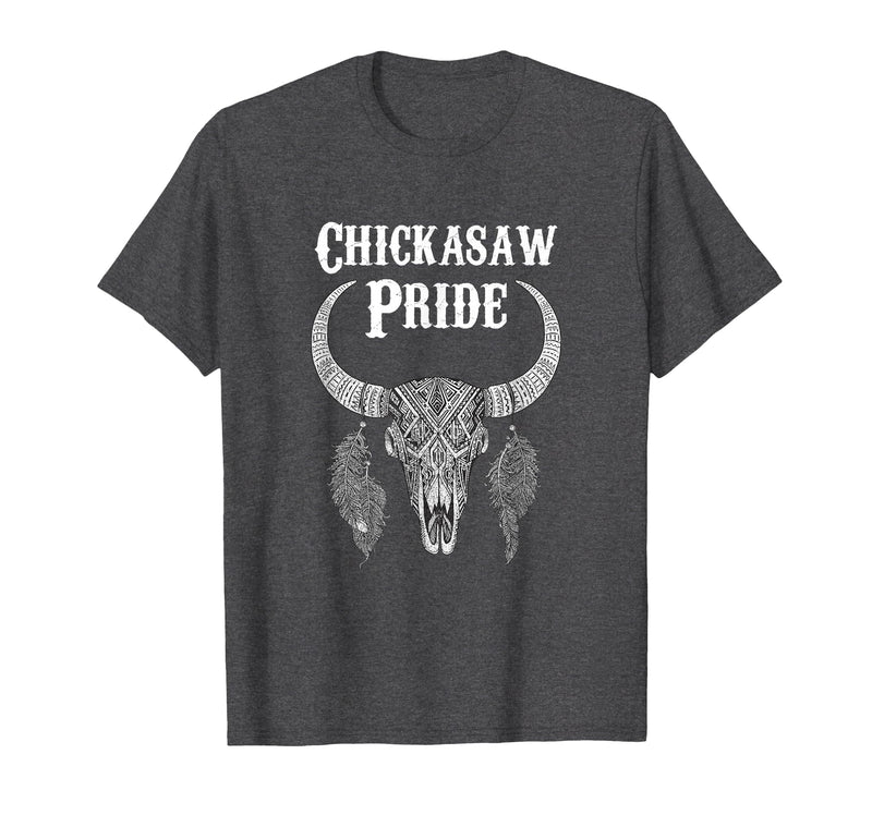 Chickasaw Pride Native American Nice Gifts Chickasaw Pride Tribe Native American Indian Buffalo T-Shirt - Dark Heather Grey