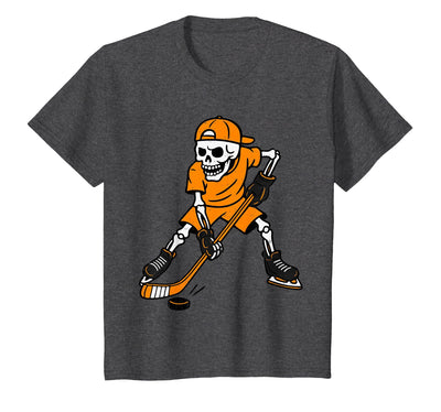 Halloween Tees for Women Men Kids Hockey Skeleton Halloween Costume Boys Teens Girls Kids T-Shirt