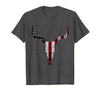 Cow skull USA Flag Bull Skull American Flag Cow Skull Western Graphic Wild West T-Shirt - Dark Heather Grey