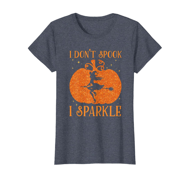 PDUS32 I Don't Spook I Sparkle Funny Halloween I Don't Spook I Sparkle Funny Halloween Girl Witch Pumpkin T-Shirt - Heather