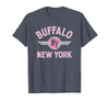 133 Apparel Buffalo NY Buffalo New York Circle NY Pink Print T-Shirt - Heather Blue