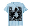 Alice in Wonderland - Down the Rabbit Hole Fantasy Vintage T-Shirt in Baby Blue