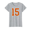 Number 15 Jersey Player Uniform #15 Gifts Burnt Orange White Number 15 Jersey Player Uniform #15 T-Shirt - Heather Grey