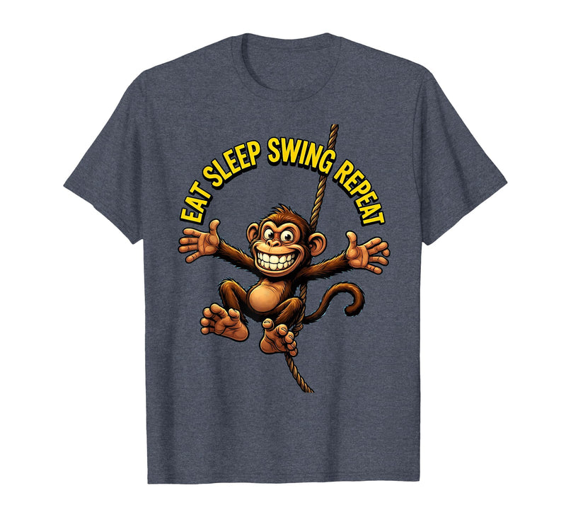 Mademark Eat Sleep Swing Repeat Monkey Graphic Design T-Shirt - Men - Heather Blue
