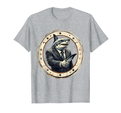 Shark Business Suit Handshake Funny Graphic T-Shirt