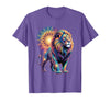 Cosmic Animal Mandala Sacred Geometry Collective Sacred Geometry Lion Mandala T-Shirt - Purple Heather