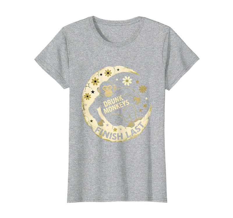Mademark Drunk Monkeys Finish Last Sober Men Design T-Shirt - Women - Heather Grey