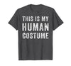 Funny Halloween Pumpkin Tee Gifts This is My Human Costume Funny Halloween Shirt Top - Dark Heather Grey
