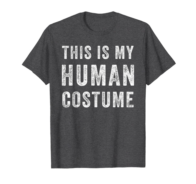 Funny Halloween Pumpkin Tee Gifts This is My Human Costume Funny Halloween Shirt Top - Dark Heather Grey
