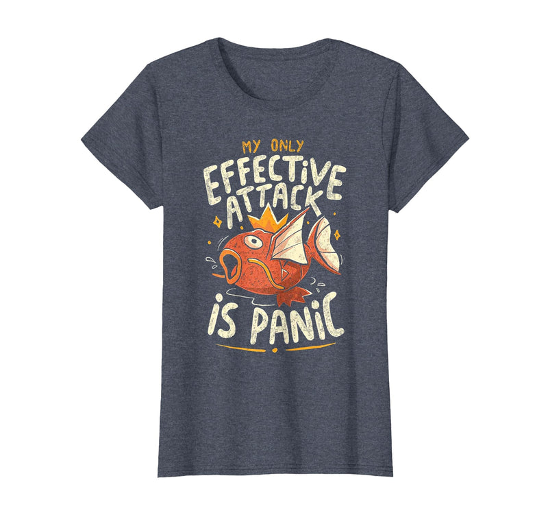 Funny My Only Effective Attack Is Panic Tee Shirt Fish My Only Effective Attack is Panic T-Shirt - Heather Blue