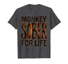 Mademark Monkey Sober For Life Funny Sobriety Design T-Shirt - Men - Dark Heather Grey