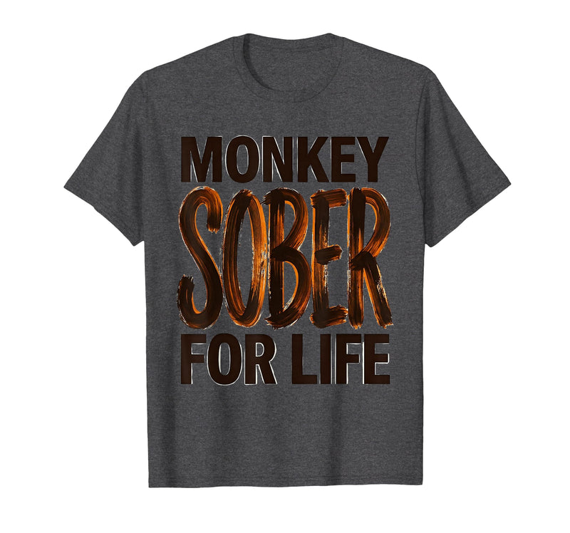Mademark Monkey Sober For Life Funny Sobriety Design T-Shirt - Men - Dark Heather Grey