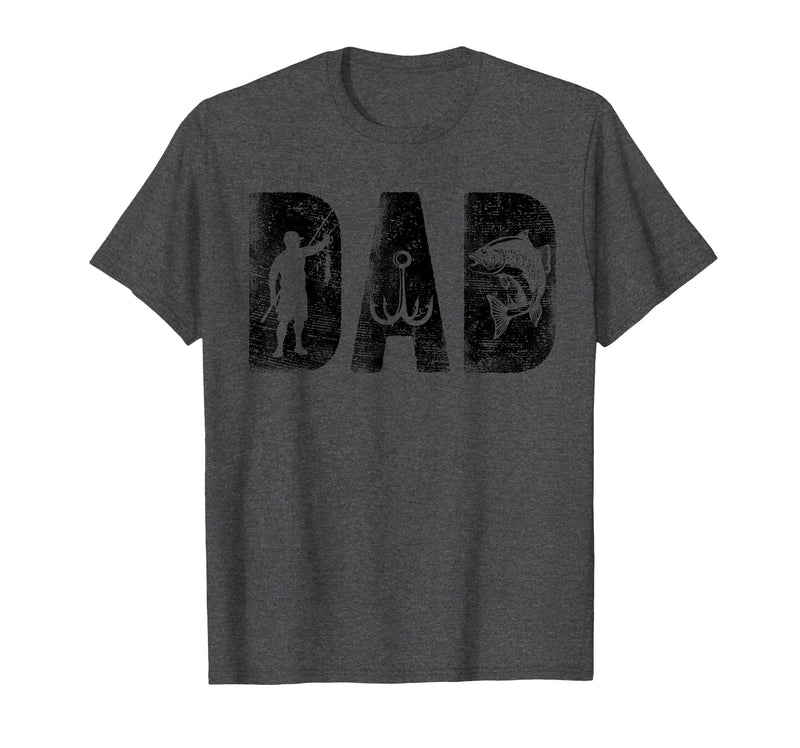 Fishing Gifts for Dad Father's Day Fisherman Fishing Dad Birthday Classic Bold Font Fish Daddy T-Shirt - Dark Heather Grey