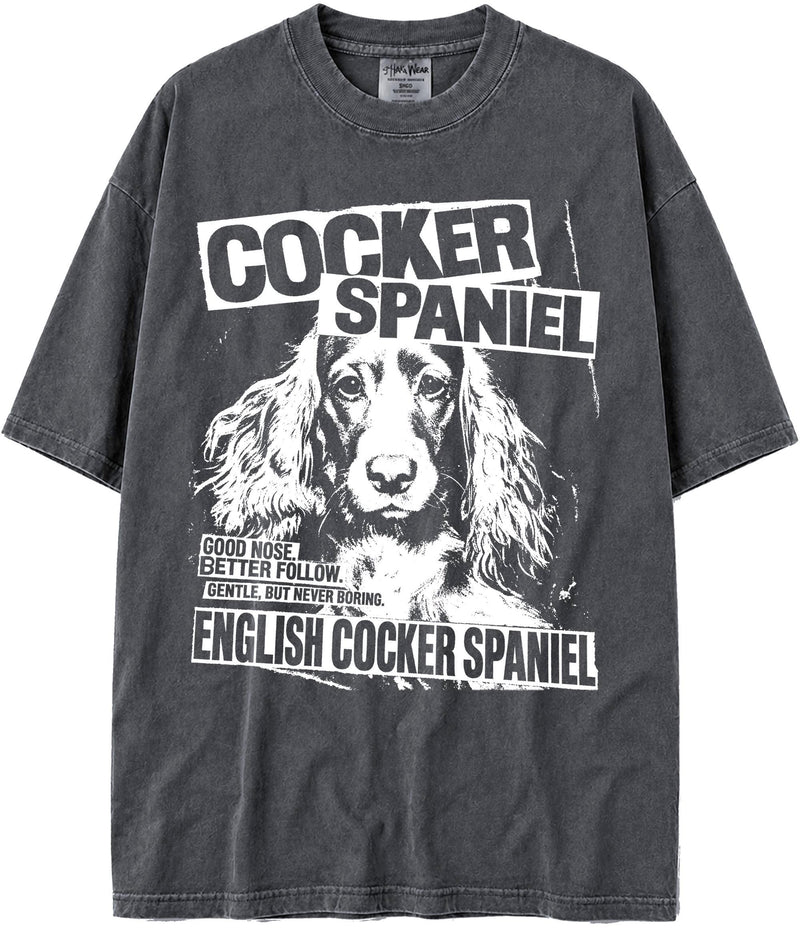 BABATEES U.S.A. MAX-Heavyweight Punk Rock Animals Shaka Wear Oversized 7.5oz Cotton Tshirt - Cocker Spaniel