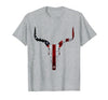Cow skull USA Flag Bull Skull American Flag Cow Skull Western Graphic Wild West T-Shirt - Heather Grey
