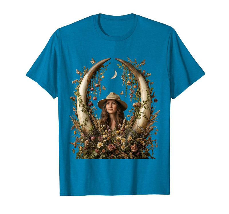 Mademark Safari Explorer Elephant Tusk Skull Framed Art T-Shirt - Men - Sapphire Blue