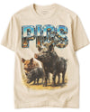 BABATEES Farm Animals Heavy Metal Tshirt for Men, Women & Farmers - 100% Natural Undyed Cotton - Pig
