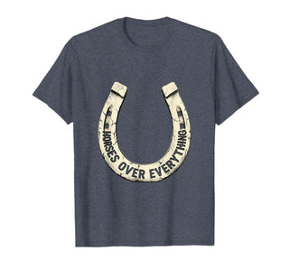 Mademark Horses Over Everything Equestrian Design T-Shirt - Men - Heather Blue
