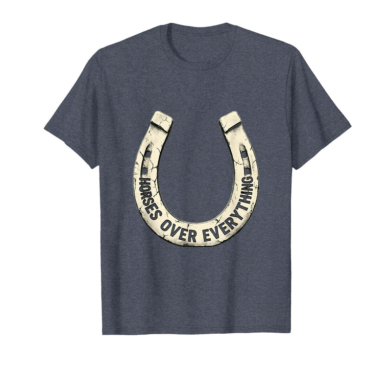 Mademark Horses Over Everything Equestrian Design T-Shirt - Men - Heather Blue