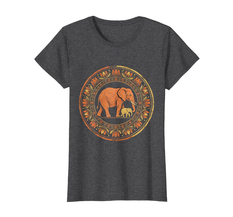 Mademark Elephant Mom and Baby Pregnancy Announcement T-Shirt - Women - Dark Heather Grey