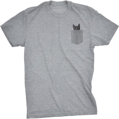 Crazy Dog T-Shirts Pocket Cat Funny Peeking Pet Kitten Animal Graphic Mens T Shirts