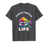 Mademark Finning Through Life Shark Graphic Design T-Shirt - Dark Heather Grey