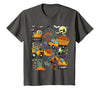 Kids Fun Construction Vehicle Halloween spider web Kids Construction Vehicle Halloween Crane Truck Pumpkin Boys T-Shirt -
