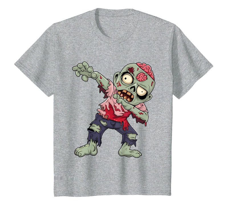 Halloween Shirts Women Men Kids Dabbing Zombie Brain Halloween Scary Dab Dance Boys Teen Men T-Shirt - Heather Grey