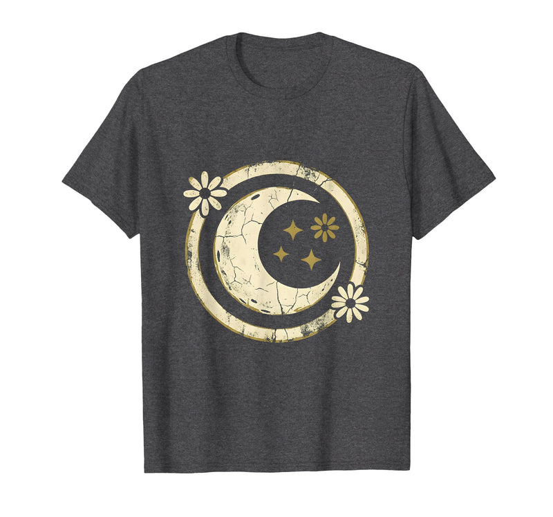 Mademark Floral Horns Halloween Braided Witch Illustration T-Shirt - Dark Heather Grey