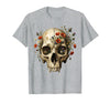 Mademark Elephant Skull Wildflower Bloom Graphic T-Shirt - Men - Heather Grey